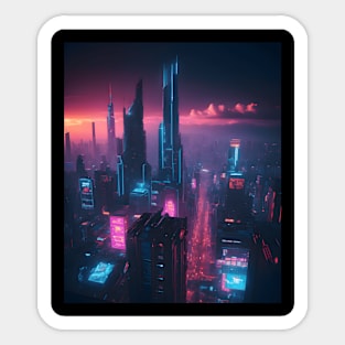 Cyberpunk City Aesthetic Futuristic Sticker